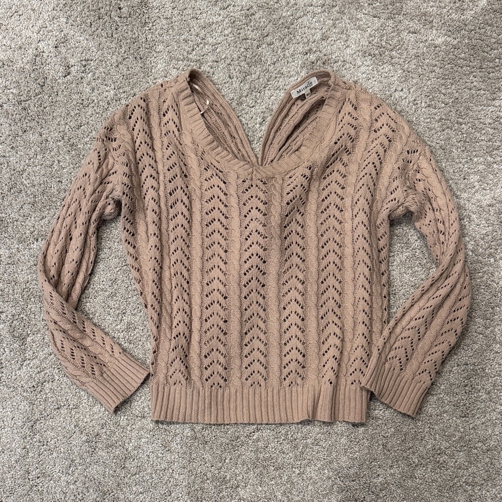 Miracle Women's V-Neck Sweater in Tan